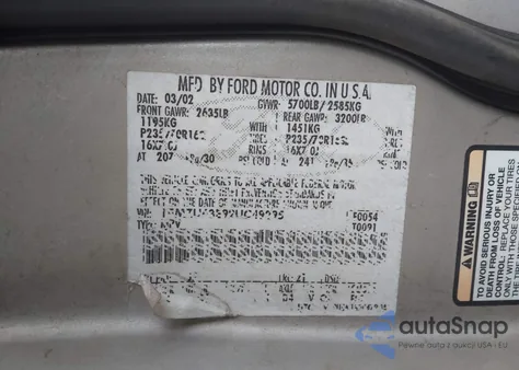 2002 Ford Explorer Xlt из США, поврежденный, VIN 1FMZU63E92UC49295